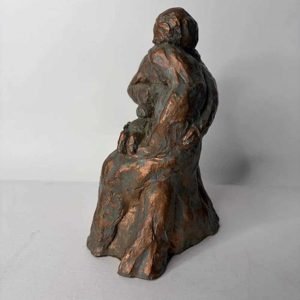 Metal Sculpture Figure Embracing Mother Father Baby 7